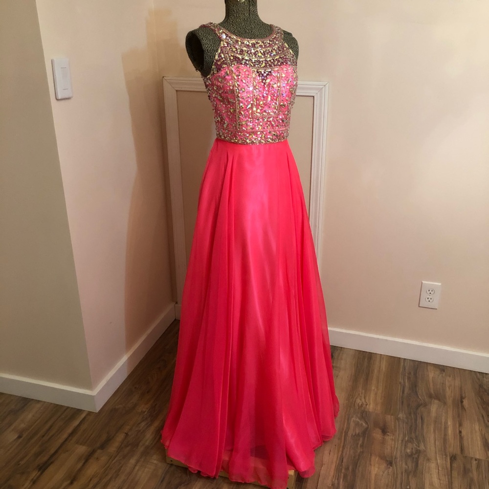 Stunning Hot Pink Tiffany Designs Crystal Gown